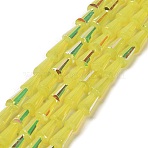 Baking Paint Glass Beads Strands, Imitation Opalite, Faceted, AB Color, Cone, Light Khaki, 4x8mm, Hole: 0.8mm, about 68pcs/strand, 21.85~22.05''(55.5~56cm)(DGLA-D001-03I)