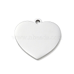 304 Stainless Steel Pendants, Heart Charms, Stamping Blank Tag, Stainless Steel Color, 20x21x1.5mm, Hole: 1.8mm(SA-CBA28C1-03P)