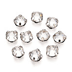 Flat Round Sew on Rhinestone, Glass Rhinestone, with Brass Prong Settings, Garments Accessories, Faceted, Platinum, 5x3mm, Hole: 0.7~0.9mm(KK-N282-01A-P)