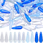 100Pcs 5 Colors Baking Paint Transparent Glass Pendants, Teardrop, with Glitter Powder, Mixed Color, 22.5x7x5mm, Hole: 1mm, 20pcs/color(FIND-SC0023-47A)