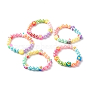 Opaque Acrylic Beads Stretch Bracelet Sets for Kids, with Polymer Clay Beads, Mixed Shape, Mixed Color, Inner Diameter: 2 inch(5cm), 5pcs/set(BJEW-JB06403)