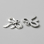 Tibetan Style Alloy Pendants, Bowknot Charms, Antique Silver, 18x19x2mm, Hole: 1.8mm(FIND-CJC0007-66)