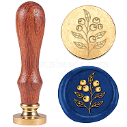 Retro Wax Seal Stamp Set, including Safflower Pear Wood Handle & Removable Brass Head, for Envelopes, Invitations, Gift Card, Leaf, 83x22mm, stamps: 20x30mm(AJEW-WH0206-026)