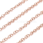 Ion Plating(IP) 304 Stainless Steel Rolo Chains, Belcher Chain, with Spool, Unwelded, Rose Gold, Links: 3.5x0.7mm, about 32.8 Feet(10m)/roll(CHS-L025-01B-RG)