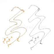 304 Stainless Steel Jewelry Sets, Cable Chains Pendant Necklaces and Stud Earrings, with Lobster Claw Clasps and Ear Nuts, Alphabet, Golden & Stainless Steel Color, Letter.L, 17.71 inches(45cm),  11x8x0.5mm, Pin: 0.8mm(SJEW-H303-L)