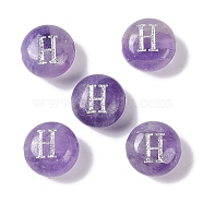 Natural Amethyst Beads, Rondelle with Letter, Letter H, 8.5~9x5~5.5mm, Hole: 1.2mm(G-L524-20H-03)