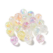UV Plating Transparent Acrylic Beads, Iridescent, Luminous Beads, Glow in the Dark, Pumpkin, Mixed Color, 11mm, Hole: 1.8mm(OACR-Z013-17)