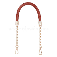 PU Leather Braided Bag Handles, with Cable Chain & Swivel Clasps, for Purse Making, Saddle Brown, 60.5cm(DIY-WH0366-84KCG)