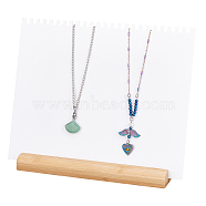 Acrylic Necklace Display Planks, with Wood Base, Organizer Holder for Necklaces, Rectangle, White, Finished Product: 7.1x25x21cm(NDIS-WH0009-14B)