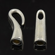 Alloy Hook and Eye Clasps, Cadmium Free & Lead Free, Silver Color Plated, 46x8x8mm, Hole: 4mm(X-KK-H088-S)