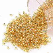 TOHO Round Seed Beads, Japanese Seed Beads, (162) Transparent AB Light Amber, 15/0, 1.5mm, Hole: 0.7mm, about 3000pcs/10g(X-SEED-TR15-0162)