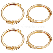 Beebeecraft 4Pcs Brass Adjustable Finger Ring Settings, For Half Drilled Beads, Flat Round, Real 18K Gold Plated, US Size 6 3/4(17.1mm), Pin: 0.6mm, Tray: 4.5mm(FIND-BBC0002-75)