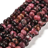 Natural Rhodonite Beads Strands, Nuggets, Tumbled Stone, 4~9x8~11.5x7~10mm, Hole: 1mm, about 54~58pcs/strand, 15.12~15.35 inch(38.4~39cm)(G-G053-C07-01)