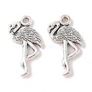 Tibetan Style Alloy Flamingo Shape Pendants, Cadmium Free & Lead Free, Antique Silver, 23.3x13x2mm, Hole: 2mm(X-TIBEP-Q043-293-RS)