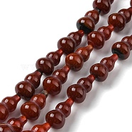 Natural Agate Beads Strands, Dyed, Gourd, Dark Red, 17.5~18.5x9.5~10mm, Hole: 1.2mm, about 23~24pcs/strand, 16.14~16.34 inch(41~41.5cm)(G-C039-C01)
