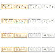 Unicraftale 16Pcs 4 Styles 201 Stainless Steel Filigree Joiners, Laser Cut, Rectangle with Word PAPA & MAMA, Golden & Stainless Steel Color, 20x7.5x1mm, Hole: 1.2x5mm, 4pcs/style(STAS-UN0035-71)