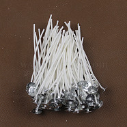 Pre-Waxed Cotton Core Wicks, with Metal Sustainer Tabs, for DIY Candle Making, White, 9cm(CAND-PW0001-117)