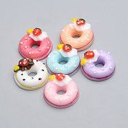 Resin Decoden Cabochons, Donut, Mixed Color, 18x9.5mm(CRES-T005-81)