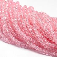 Synthetic Crackle Quartz Beads Strands, Round, Dyed, Pink, 8mm, Hole: 1mm, about 50pcs/strand, 15.75 inch(CCG-K001-8mm-01)