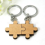 Romantic Gifts Ideas for Valentines Day Wood Hers & His Keychain, with Iron Findings, Cross, Camel, 92mm(X-KEYC-E006-14)