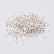 Glass Seed Beads, Mixed Style, Mixed Shapes, White, 1~7x2~4mm, Hole: 0.7~1mm(X-SEED-S059-012)
