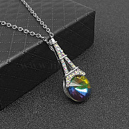 Crystal Pendant Necklaces, with Alloy Chain, Platinum, 19.69 inch(50cm)(XY2400-1)