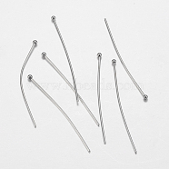 304 Stainless Steel Ball Head Pins, Stainless Steel Color, 40x0.7mm, 21 Gauge, Head: 2mm, about 500pcs/bag(STAS-F149-29P)