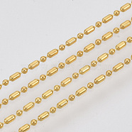 Brass Ball Chains, Ball & Bar Faceted Beaded Chains, Long-Lasting Plated, Soldered, with Spool, Cadmium Free & Nickel Free & Lead Free, Golden, 1.8x1mm and 1mm, about 16.4 Feet(5m)/roll(X-CHC-S008-010F-G)
