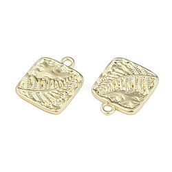 Rack Plating Alloy Pendants, Cadmium Free & Lead Free, Square with Leaf, Light Gold, 18x15x2mm, Hole: 2mm(X-PALLOY-N175-05LG)