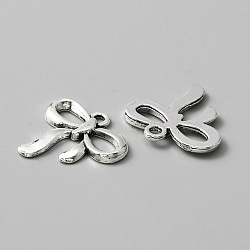 Tibetan Style Alloy Pendants, Bowknot Charms, Antique Silver, 18x19x2mm, Hole: 1.8mm(FIND-CJC0007-66)