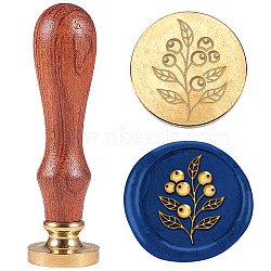 Retro Wax Seal Stamp Set, including Safflower Pear Wood Handle & Removable Brass Head, for Envelopes, Invitations, Gift Card, Leaf, 83x22mm, stamps: 25x14.5mm(AJEW-WH0206-026)