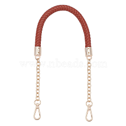 PU Leather Braided Bag Handles, with Cable Chain & Swivel Clasps, for Purse Making, Saddle Brown, 60.5cm(DIY-WH0366-84KCG)