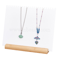 Acrylic Necklace Display Planks, with Wood Base, Organizer Holder for Necklaces, Rectangle, White, Finished Product: 7.1x25x21cm(NDIS-WH0009-14B)