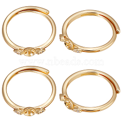 Beebeecraft 4Pcs Brass Adjustable Finger Ring Settings, For Half Drilled Beads, Flat Round, Real 18K Gold Plated, US Size 6 3/4(17.1mm), Pin: 0.6mm, Tray: 4.5mm(FIND-BBC0002-75)