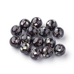 Natural Black Lip Shell Beads, Round, Black, 12mm, Hole: 1mm(SSHEL-Q298-12mm-10)