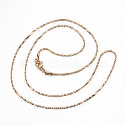 304 Stainless Steel Box Chain Necklaces, with Lobster Claw Clasps, Golden, 23.6 inch(60cm)(NJEW-E087-02G)