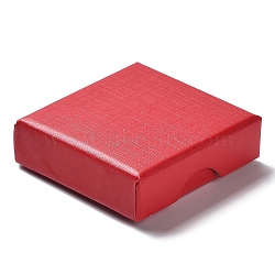 Cardboard Jewelry Set Boxes, with Sponge Inside, Square, Red, 5.05~5.1x5.1x1.67cm(CBOX-C016-02A-01)