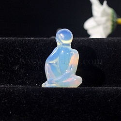 Opalite Carved Thinker Figurines, for Home Office Desktop Feng Shui Ornament, 28x40mm(PW-WG76476-02)