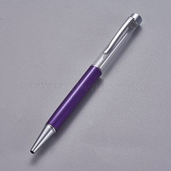 Creative Empty Tube Ballpoint Pens, with Black Ink Pen Refill Inside, for DIY Glitter Epoxy Resin Crystal Ballpoint Pen Herbarium Pen Making, Silver, Indigo, 140x10mm(X-AJEW-L076-A20)