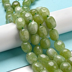 Natural Malaysia Jade Beads Strands, Oval, Dyed, Yellow Green, 11~13x9~10x8.5~10mm, Hole: 1mm, about 16pcs/strand, 7.28~7.48 inch(18.5~19cm)(G-P528-N01-01)