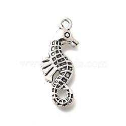 Tibetan Style Alloy Pendants, Cadmium Free & Lead Free, Seahorse Charms, Antique Silver, 25.5x9.5x2.5mm, Hole: 1.8mm(PALLOY-D291-23AS)