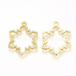 Alloy Open Back Bezel Pendants, For DIY UV Resin, Epoxy Resin, Pressed Flower Jewelry, Christmas, Snowflake, Golden, 31.5x24.5x2.5mm, Hole: 2mm(PALLOY-R098-48G)