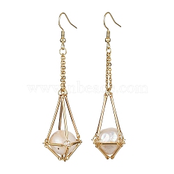 Brass Earring Hooks with Tray, Blank Macrame Pouch Beads Holder Earring Settings, Golden, 79~80x13mm(EJEW-JE05582-01)
