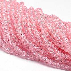 Synthetic Crackle Quartz Beads Strands, Round, Dyed, Pink, 8mm, Hole: 1mm, about 50pcs/strand, 15.75 inch(CCG-K001-8mm-01)