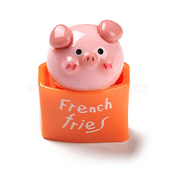 Opaque Resin Cute Pig Imitation Food Decoden Cabochons, French Fries
, Coral, 27x19.5x17mm(CRES-M016-01B)