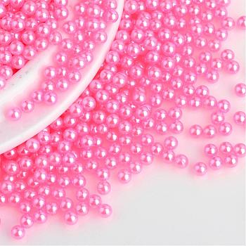 Imitation Pearl Acrylic Beads, No Hole, Round, Hot Pink, 8mm, about 2000pcs/bag