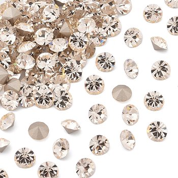 Preciosa&reg MAXIMA Crystal Round Stones, Czech Crystal, Dura Foiling, Round(431 11 615 Chaton), 00520 Light Gold Quartz, SS24(5.25~5.45mm)