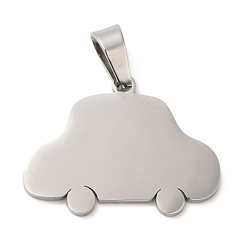 304 Stainless Steel Pendants, Stamping Blank Tag, Car Charm, Stainless Steel Color, 20x26x1.5mm, Hole: 7x4mm