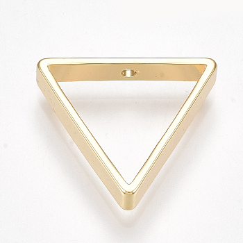 Brass Pendants, Triangle, Real 18K Gold Plated, 15x17x3mm, Hole: 1.2mm