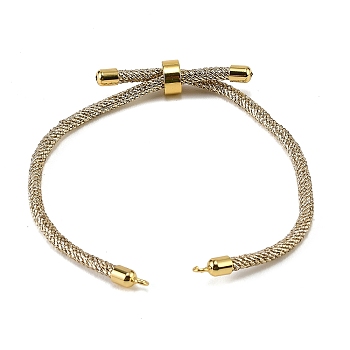 Adjustable Round Polyester Braided Cord Bracelet Making, with Brass Findings, Fit for Connector Charms, Golden, Light Khaki, 9.06 inch(23cm)